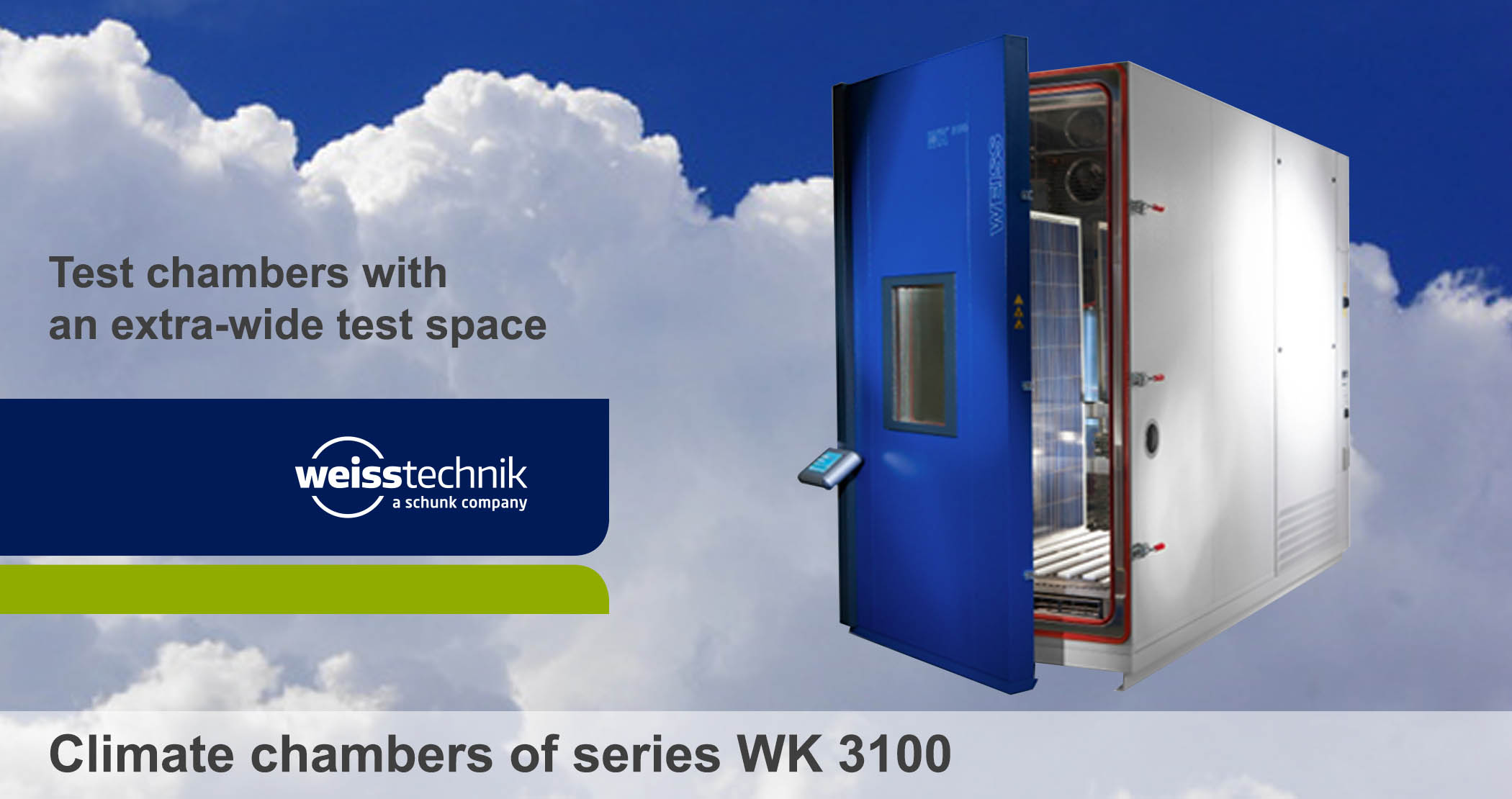 Test chambers, extra wide test space, climate chambers, WK-3100, Weiss